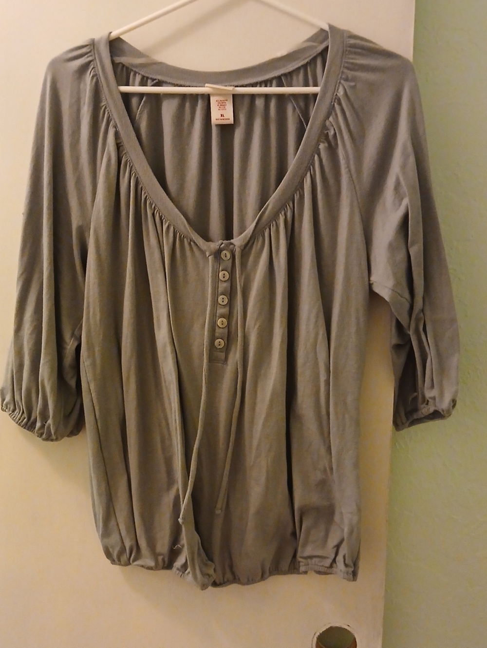 Mossimo Supply Co. Light Gray Peasant Blouse